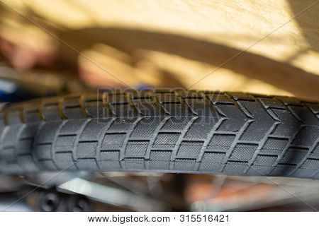 Bicycle Tire Spokes Close Up Ride Riding Bike Rubber Brakes Break Braking Valve Axle Metal.