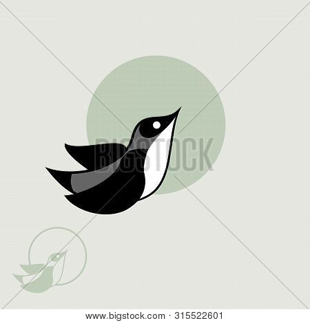 Flying Grey Bird Logo Design Vector Template.
