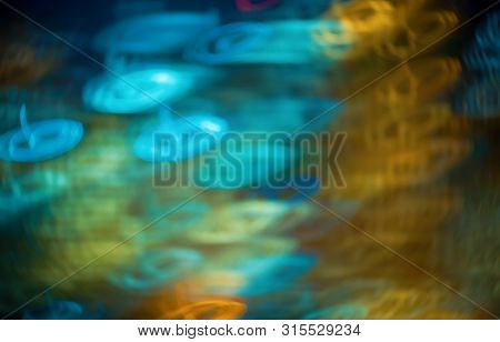 Blurred Abstract Bokeh Background Of City Lights At Night