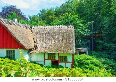 Beautiful Old Rustic Thatched Roof House. Denmark. Sights. Architecture