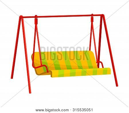 Country Swing On A Metal Support. Vector Illustration On White Background.