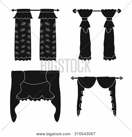 Vector Illustration Of Garter And Blinds Sign. Set Of Garter And Drapery Stock Vector Illustration.