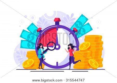 Concept Save Time, Money Saving. Times Is Money. Business And Management, Piggybank, Time Is Money, 