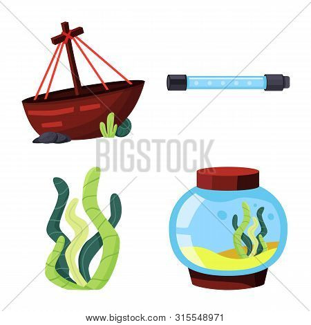 Vector Design Of Pet And Aqua Logo. Collection Of Pet And Accessory Stock Vector Illustration.