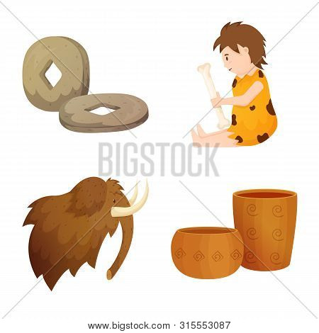 Isolated Object Of Age And Stone Icon. Set Of Age And Primitive Stock Vector Illustration.