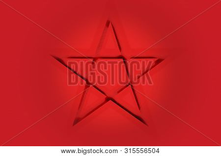 Reversed Pentagram Symbol. Wiccan Symbols Of Sulfur.blood Red Runic Spell Circle. Satanic Sign, Magi