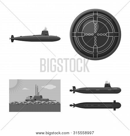 Vector Illustration Of Army And Deep Sign. Set Of Army And Nuclear Vector Icon For Stock.