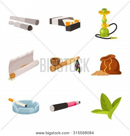 Vector Illustration Of Tobacco And Habit Icon. Collection Of Tobacco And Smoker Vector Icon For Stoc