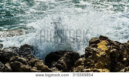 High Waves At The Coast Of Mediterranean Sea