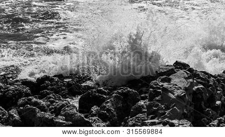High Waves At The Coast Of Mediterranean Sea