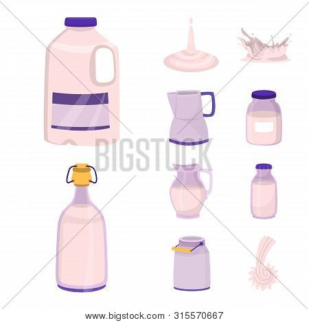 Vector Illustration Of Food And Dairy Sign. Set Of Food And Calcium Stock Vector Illustration.