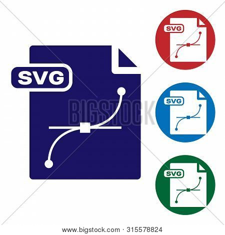Blue Svg File Document. Download Svg Button Icon Isolated On White Background. Svg File Symbol. Set 