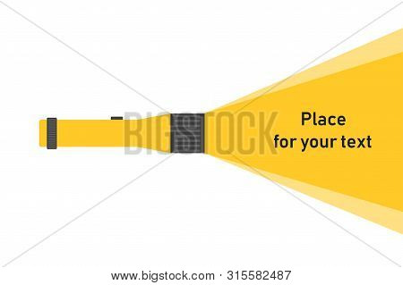 Flashlight Isolated Banner Template. Light Flat Template With Text. Business Concept. Spotlight Symb
