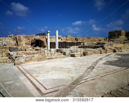 Ruins Of Ancient Cesarea City  Built By Herod, Israel