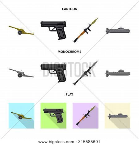 Vector Illustration Of Weapon And Gun Icon. Collection Of Weapon And Army Stock Vector Illustration.
