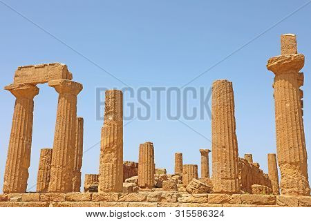Temple Of Juno (hera) In The Valley Of The Temples, Agrigento, Sicily, Italy