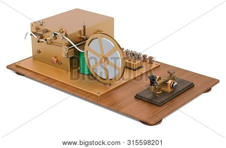 Morse Code Telegraphy Device, 3d Rendering Isolated On White Background