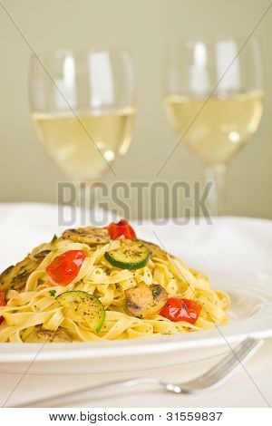 Tagliatelle og hvidvin