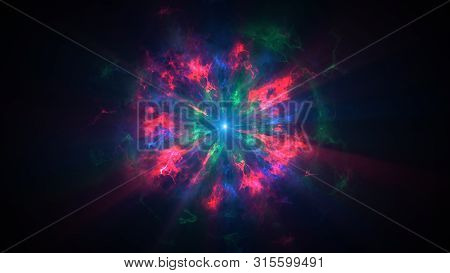 Colorful Shock Wave Consisting Particles. Vfx Elements, Graphic Elements. Light Beam, Shine Through 