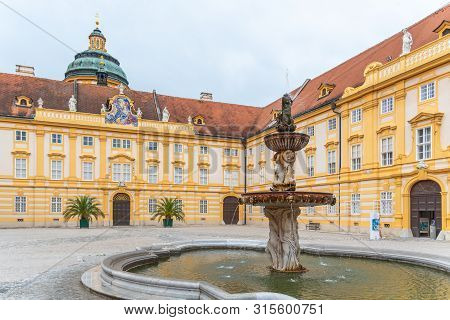 Fountain On Prelates Courtyard, Melk Abbey, Melk, Austria