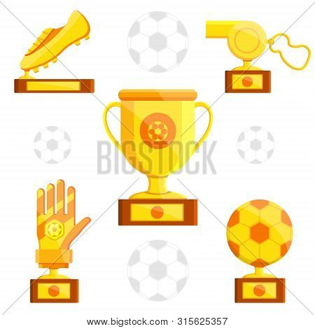 Football Soccer Sports Awards Gold Golden Reward Balls, Whistle, Glove Shoe For Best Top First Playe