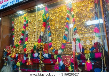 Mysore, Karnataka, India - November 25th 2018 : Gold Plated Elephants Ornaments , Made By Artisans, 