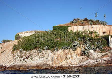 Fort Mamula On An Uninhabited Islet In The Adriatic Sea, Montenegro