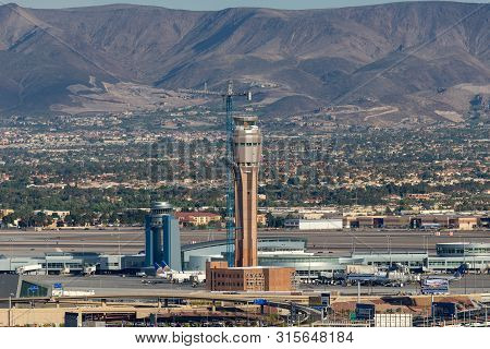Las Vegas, Nevada, Usa - May 7, 2013: Air Traffic Control Tower At Mccarran International Airport In