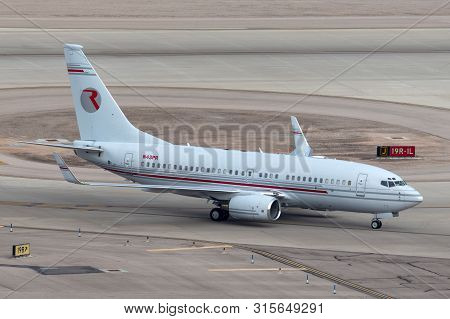 Las Vegas, Nevada, Usa - May 5, 2013: Boeing 737-75v Luxury Business Jet N43pr At Mccarran Internati