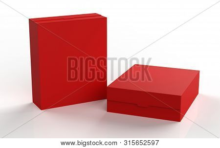 Realistic Blank Cardboard Packaging Boxes Mock Up Isolated On White Background. Can Be Use For Medic