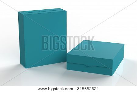 Realistic Blank Cardboard Packaging Boxes Mock Up Isolated On White Background. Can Be Use For Medic