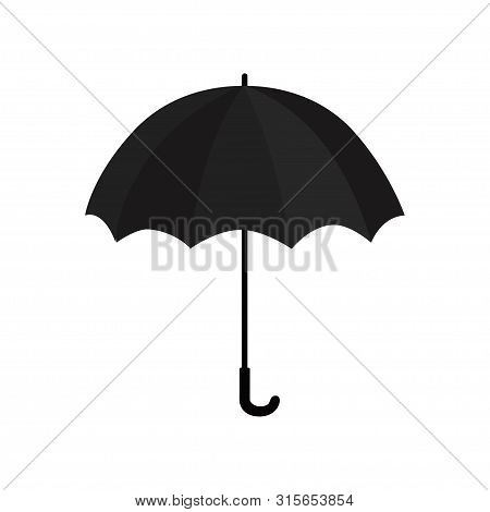 Black Rain Umbrella Isolated On White Background
