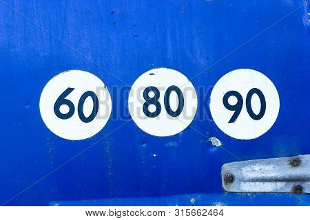 Round Road Signs With Speed Outdoor Day