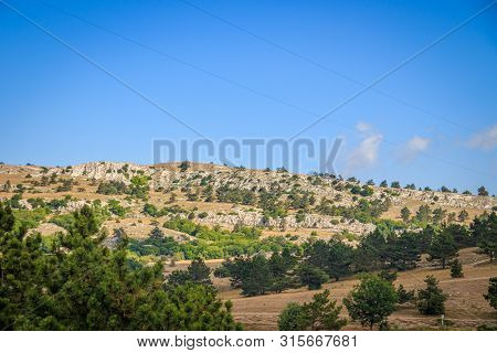 Ai-petri Mountain In The Fog. High Mountain. Crimea. Russian Mountains. Low Clouds. Beautiful Mounta