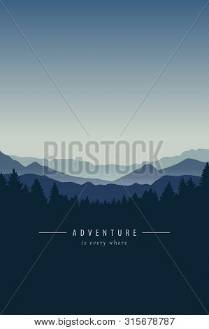 Adventure Blue Mountain Landscape Background Vector Illustration Eps10