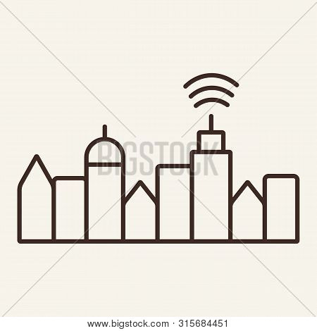 Wi-fi City Line Icon. Building, Downtown, Network. Architecture Concept. Can Be Used For Topics Like