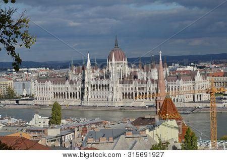 Budapest Parliment During The Thunder Storm Hungary
