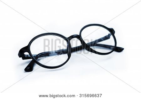 Stylish Black Frame Glasses Isolated On White Background