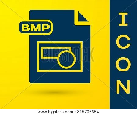 Blue Bmp File Document. Download Bmp Button Icon Isolated On Yellow Background. Bmp File Symbol. Vec