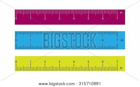 Realistic Range Of 7 Inches. Set Of Plastic Colored Rulers.