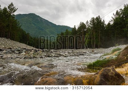 Russia, Buryatia, Arshan Resort June 2019, View Of The Sayan Mountains And Mountain River