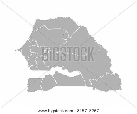 Vector Isolated Illustration Of Simplified Administrative Map Of Senegal. Borders Of The Regions. Gr