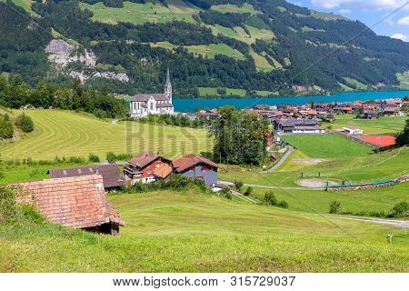 Lungern Old Medieval Village In The Swiss Alps.