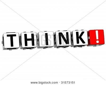 3D denken Blocktext auf weiß