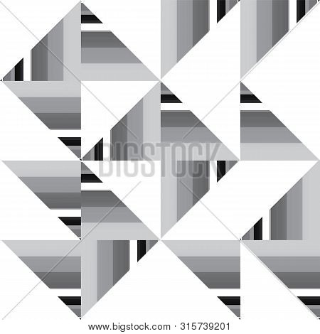 Vector Abstract Black And White Truchet Geometric Seamless Pattern Repeat