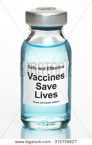 Drug vial with label - Vaccines Save Lives