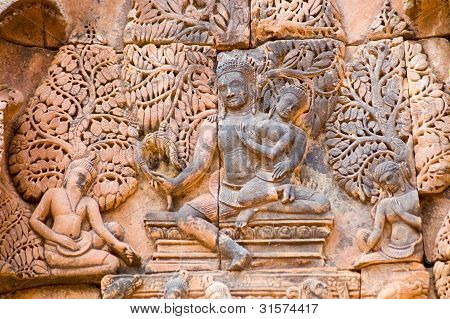 Shiva og Uma Khmer carving