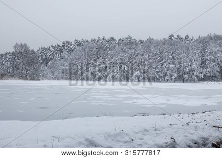 Bavarian Winter Landscape Next Next To Schwandorf, Charlottenhofer Weihergebiet