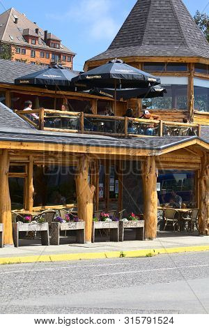 Puerto Varas, Chile - November 11, 2015: Exterior Of The Cassis Cafe Along San Juan Street In The Ci