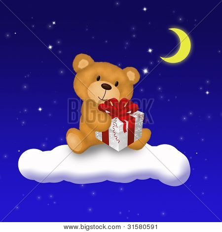 Urso de pelúcia com presente